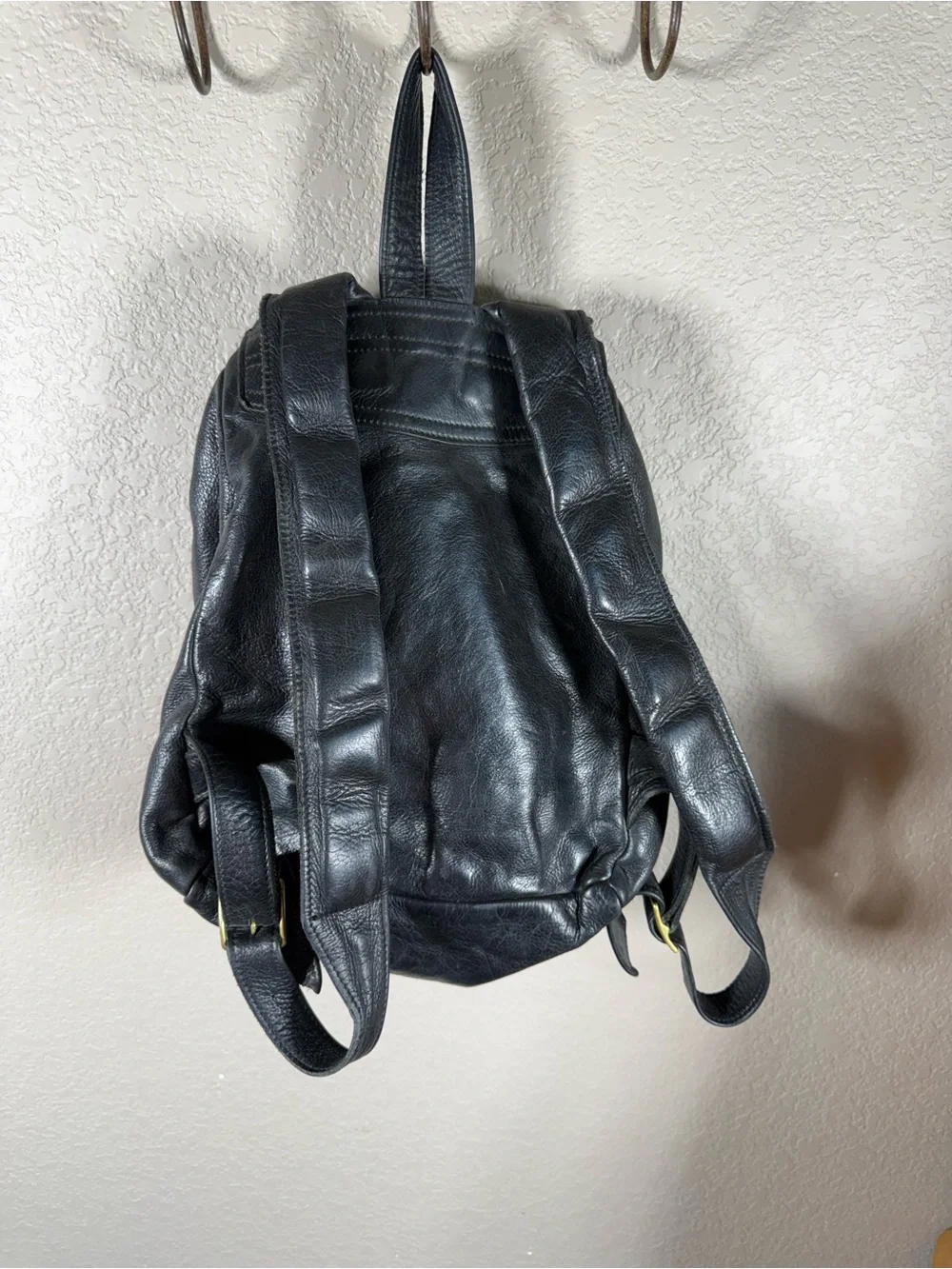 Classic Black Leather Backpack